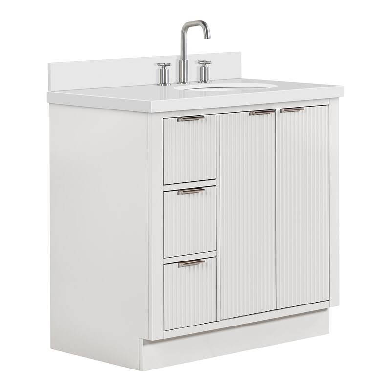 Ariel P37RWQOVO Milan 37" Free Standing Single Basin Vanity Set with