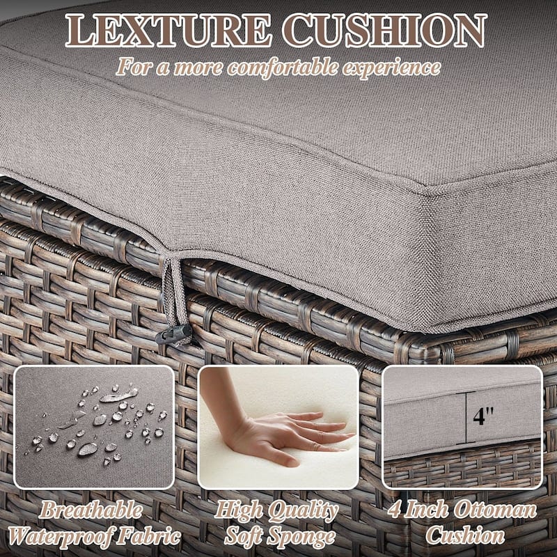 All-Weather Sofa with Outdoor Swivel Chairs Ottomans