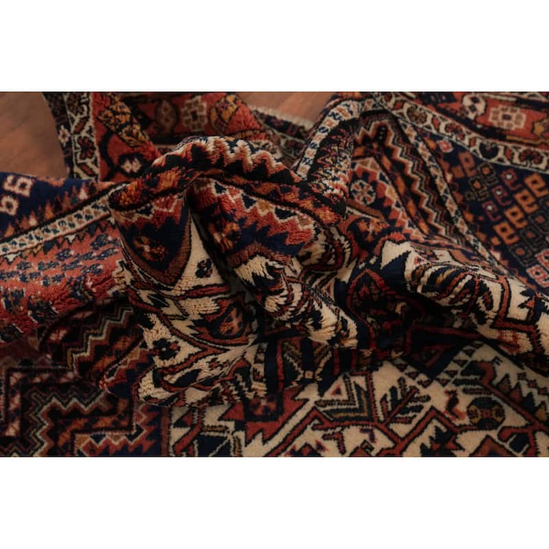 Hand Knotted Oriental 100% Wool Carpet Traditional Tribal Beige & Ivories Afshar Area Rug - 6' 4'' X 4' 10''