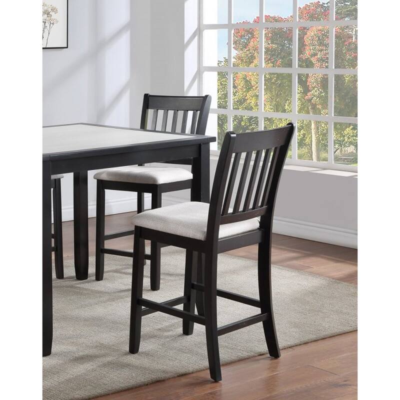 Modern Solid Wood 2 Piece Bar Dining Chair Set with Cushions, Slatted Backrest for Dining Room Kitchen Living Room Bedroom