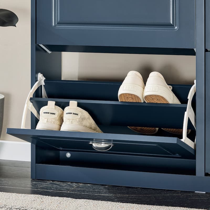 SoBuy FSR78-W, White 2 Drawers Shoe Cabinet Shoe Rack Shoe Storage