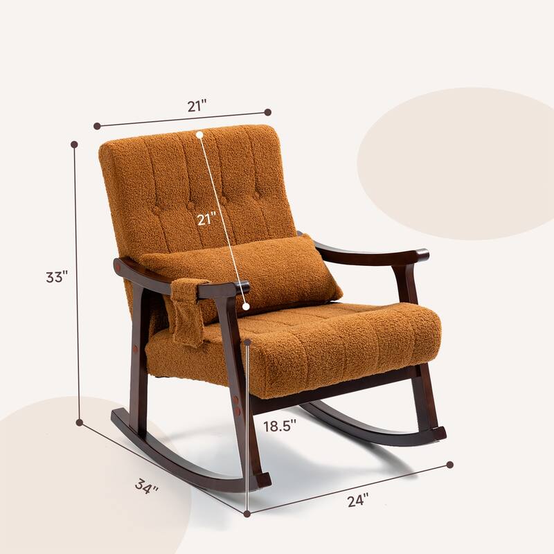 AVAWING Upholstered Rocking Chair with Massage Lumbar Support