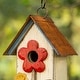 preview thumbnail 24 of 36, Glitzhome 10"H Multicolor Cute Distressed Solid Wood Birdhouse with 3D Flowers