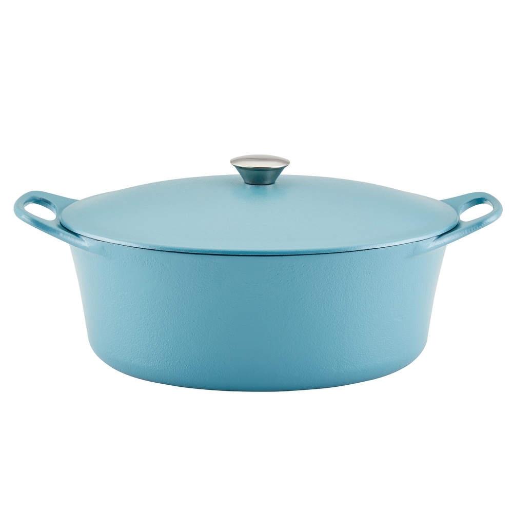  La Cuisine Enameled Cast Iron Dutch Oven - Casserole Dish Pot  with Lid, 6.5 QT 11 Inches Dia. Matte Black Enamel Interior, Teal Porcelain  Enamel Exterior Oven-Safe: Home & Kitchen