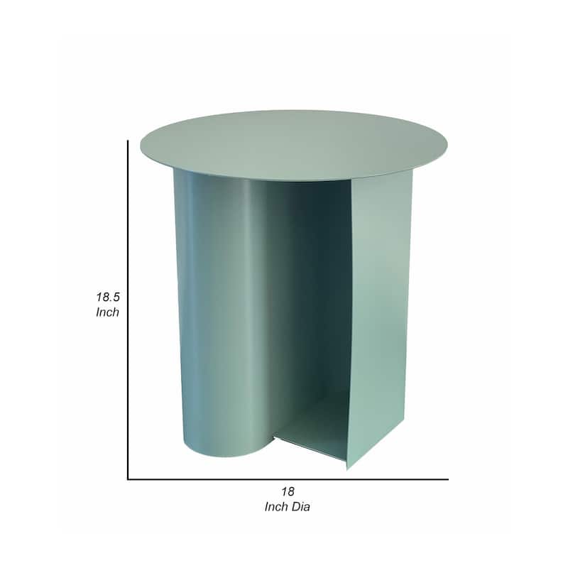 18 in. Green Round Metal End Table, Sturdy Build End Side Table for Living Rooms