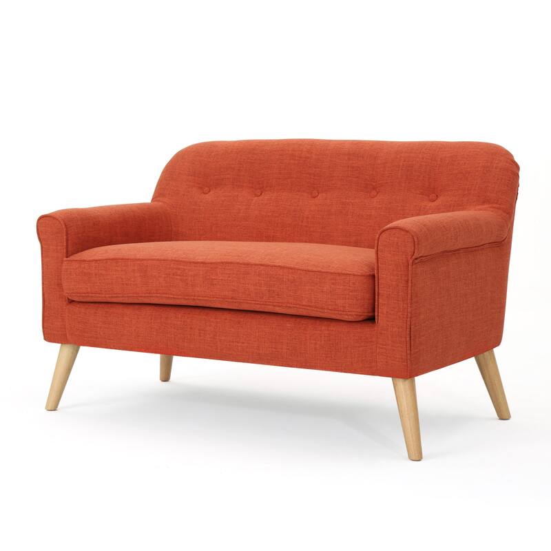Classic Fabric Upholstered Tufted Loveseat with Rolled Arms