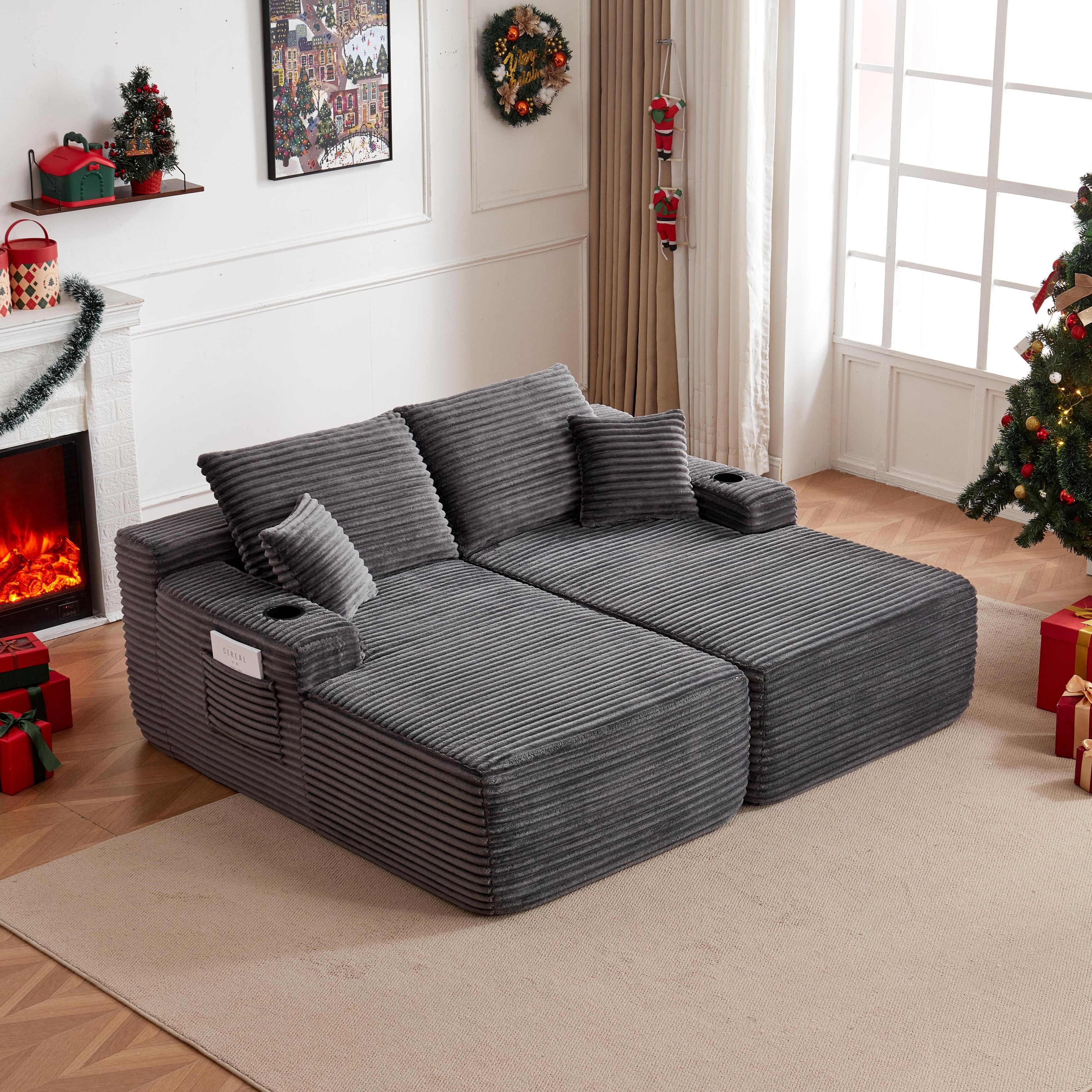 69" Cloud Sectional Couch, L-Shape Chaise with R-Shape Chaise with Deep Seat and Comfortable 2 Seater Couch