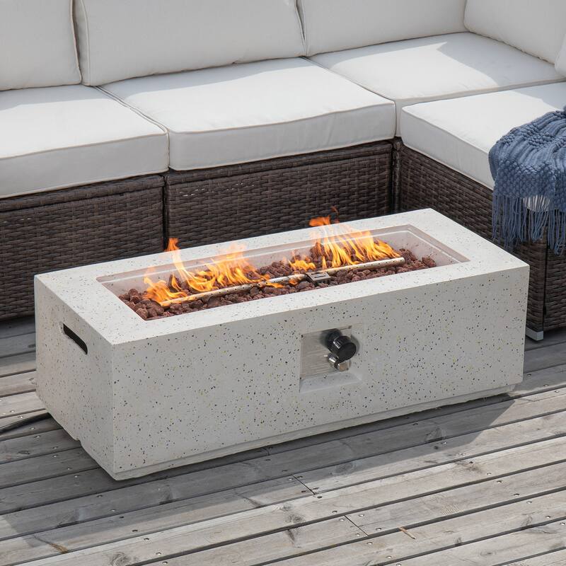 COSIEST 42'' Outdoor Rectangle Propane Fire Pit Table, 50000BTU - 42"*17"*13"