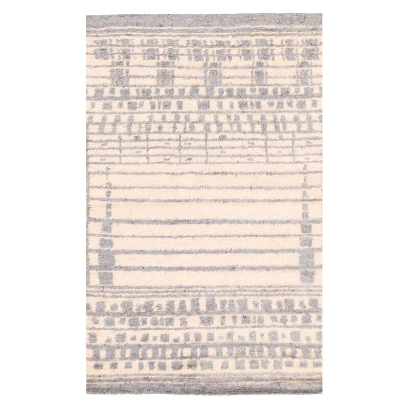 ECARPETGALLERY Hand-knotted Tangier Cream Wool Rug - 5'0 x 7'8