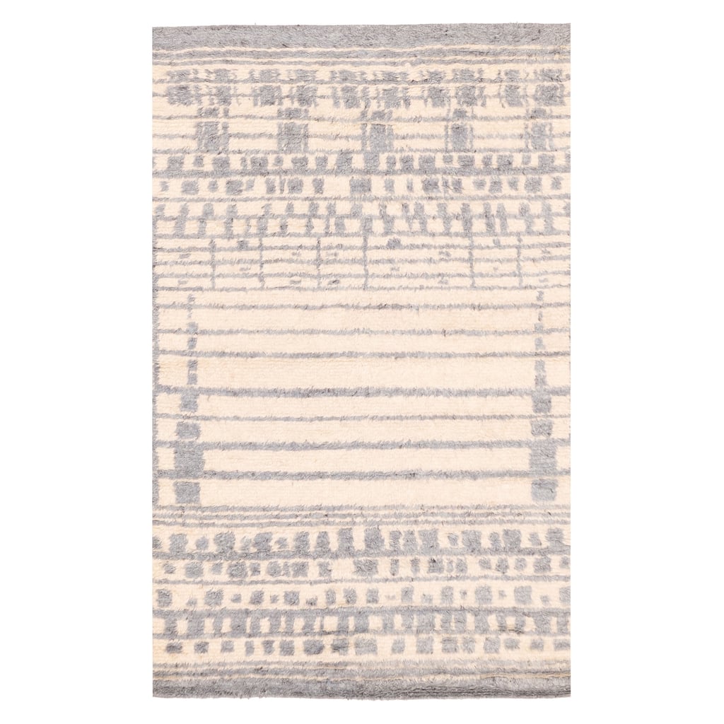 ECARPETGALLERY Hand-knotted Tangier Cream Wool Rug - 5'0 x 7'8