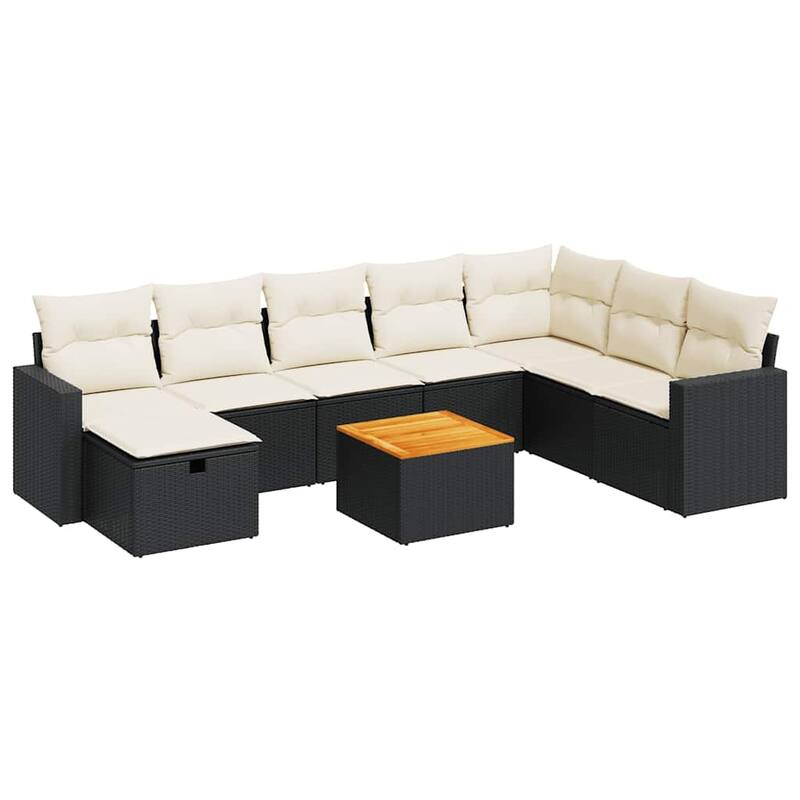 vidaXL Patio Sofa Set with Cushions Outdoor Furniture 9 Piece Poly Rattan