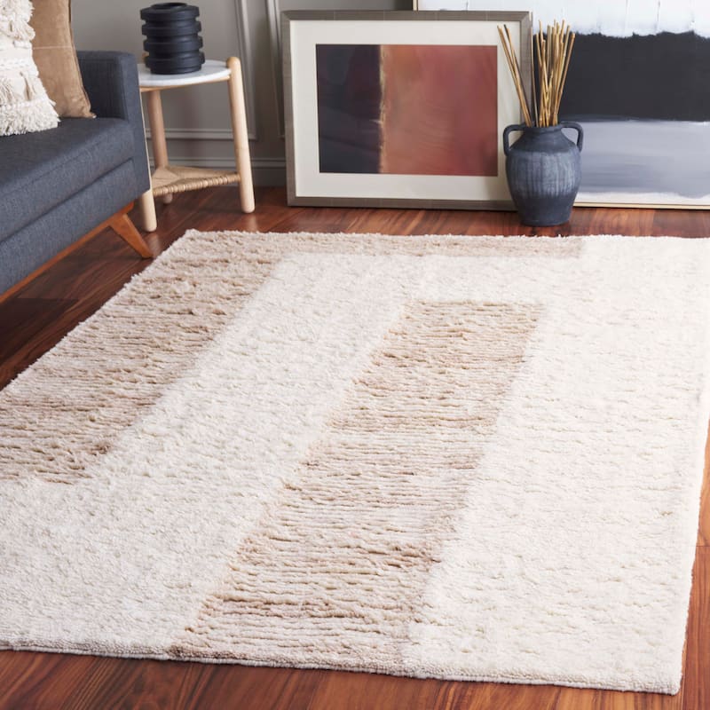 SAFAVIEH Handmade Vermont Kisha Transitional Wool Rug - 6' Square - Ivory/Beige