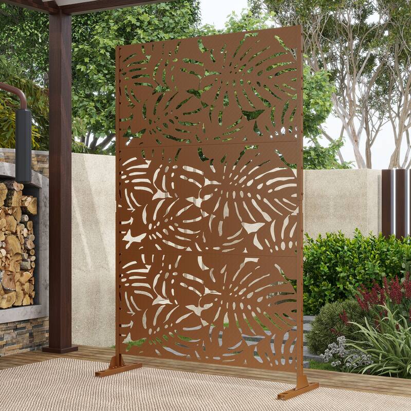 75'' x 47'' Privacy Metal Screen Fence Panel Leaf Blade Pattern