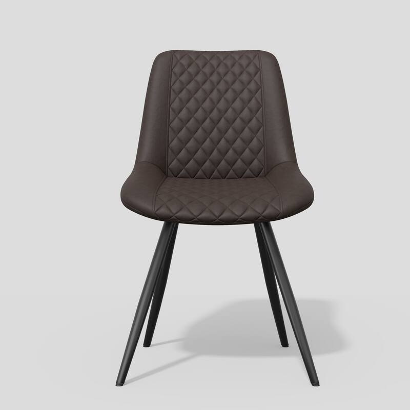 Modern Dining Chairs Set of 2, Top PU Leather Upholstered Dining Room Chairs with Metal Legs, Ergonomic Kitchen Chairs