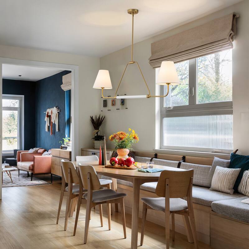 2-Light Linear Chandelier with Fabric Shade