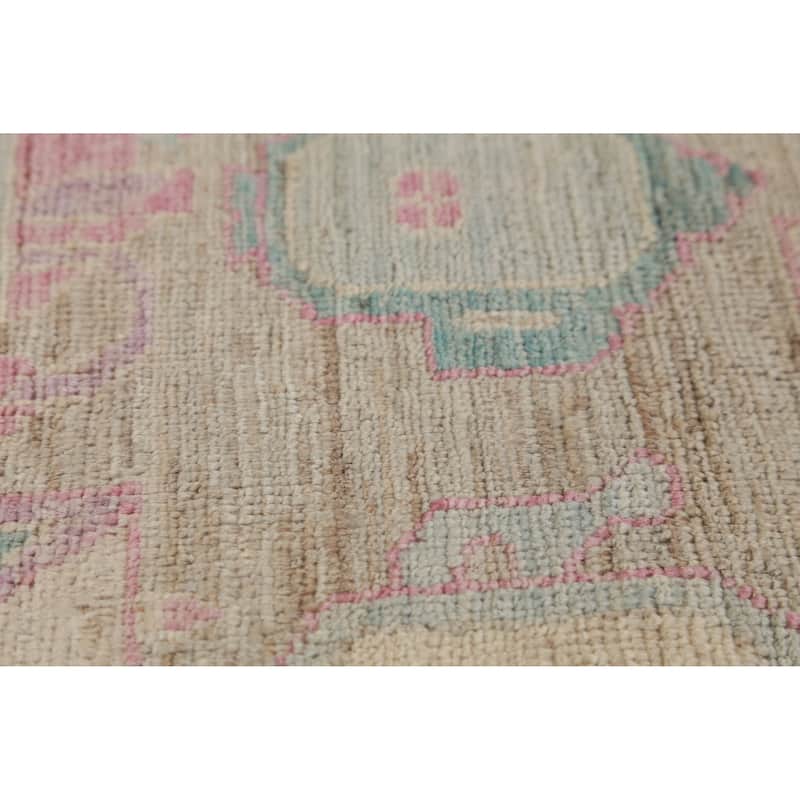 Hand Knotted Oriental 100% Wool Carpet Transitional Geometric Multi-Colored Oushak Area Rug - 9' 0'' X 8' 10''