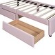 preview thumbnail 5 of 11, Twin Size Upholstered Bed Platform Bed Kids Storage Bed with Slats and 2 Drawers & Cartoon Ears Shaped Headboard, Cute Pink