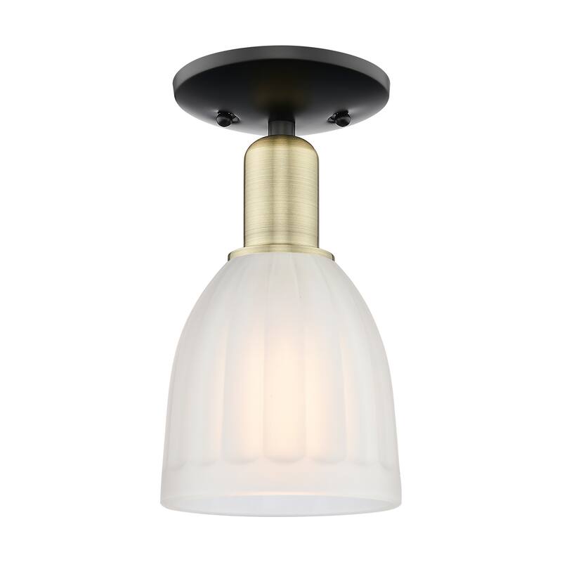 Innovations Lighting 716-1C-11-6 Brookfield Semi-Flush Brookfield 6" - Black Antique Brass / White