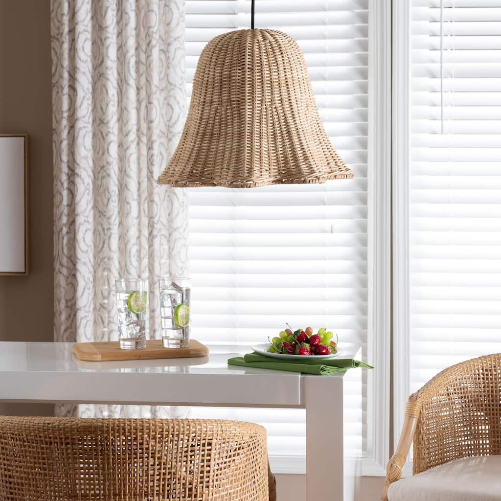 Semira Bohemian Natural Scalloped Rattan Pendant Lampshade