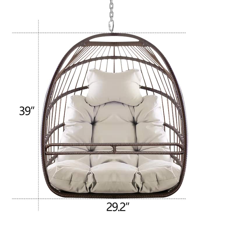 Rattan Hanging Egg Chair with Cushion