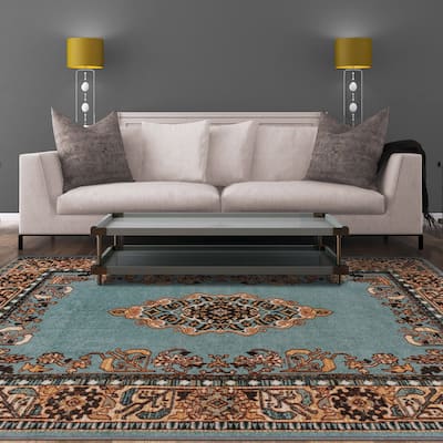 Superior Floral Scroll Medallion Washable Indoor Runner or Area Rug
