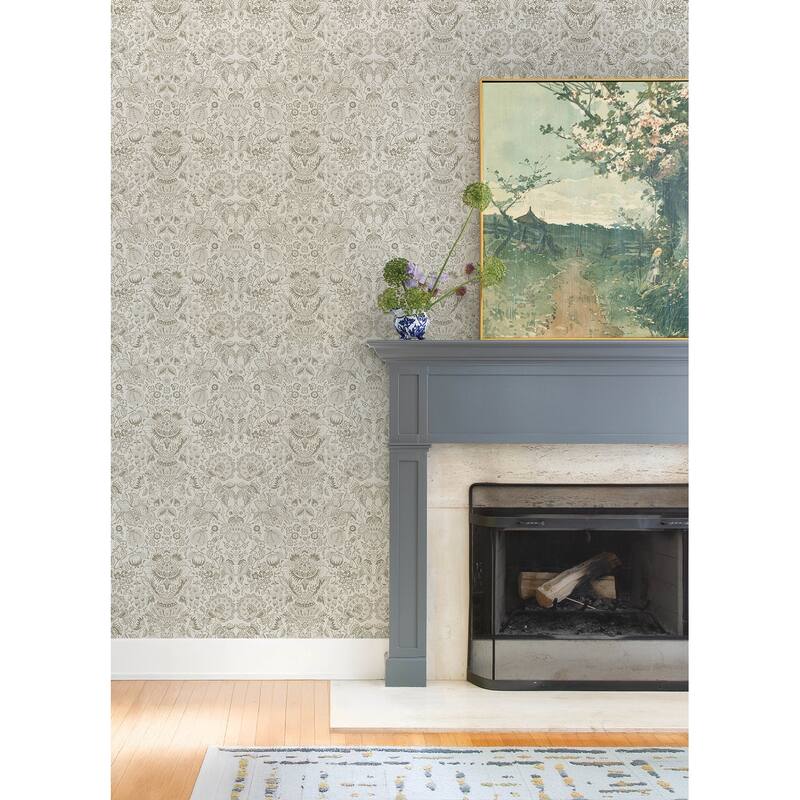 A-Street Prints Blanche Neutral Floral Damask Wallpaper