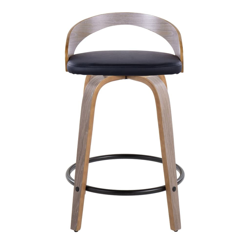 Carson Carrington Stavanger 24" Fixed-Height Counter Stool with Bent Wood Legs & Round Footrest (Set of 2)