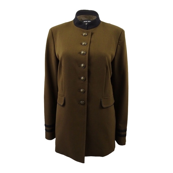 Nine West Women's Bi-Stretch Piped Blazer - Golden Olive. Opens flyout.