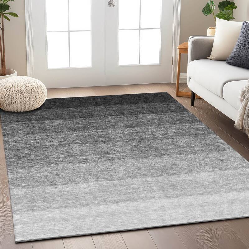 Machine Washable Indoor/ Outdoor Chantille Ombre Solid Rug
