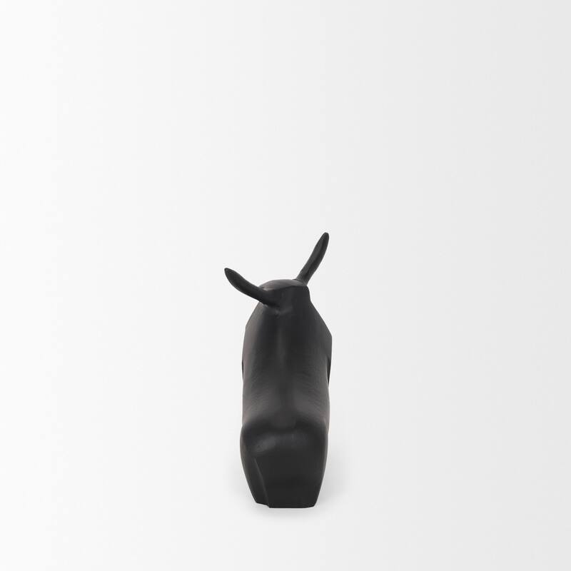 Radu Small Matte Black Metal Bull Decorative Object - 9.5L x 3.3W x 7.8H