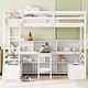 preview thumbnail 1 of 4, White Twin Size Wood Loft Bed with Storage Shelves White