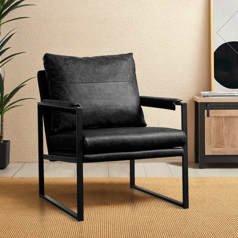 Subrtex PU leather Upholstered Accent Chair with Metal Frame Armchair