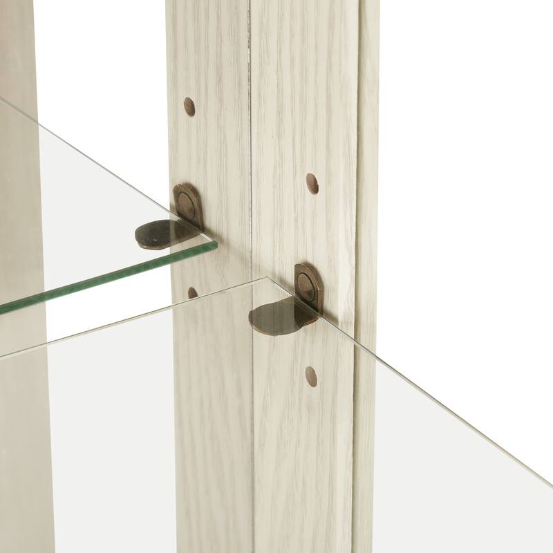 GDFStudio - Traditional Storage Lighted Curio Display Cabinet with Glass Doors and Drawer