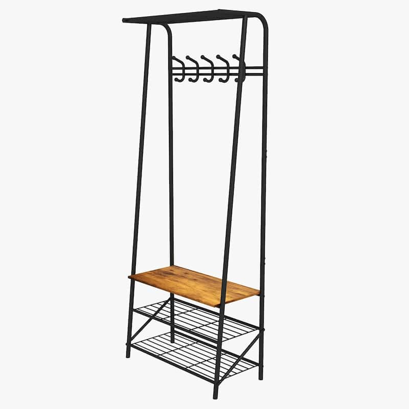 Hall Tree Coat Rack with Shoe Bench for Entryway