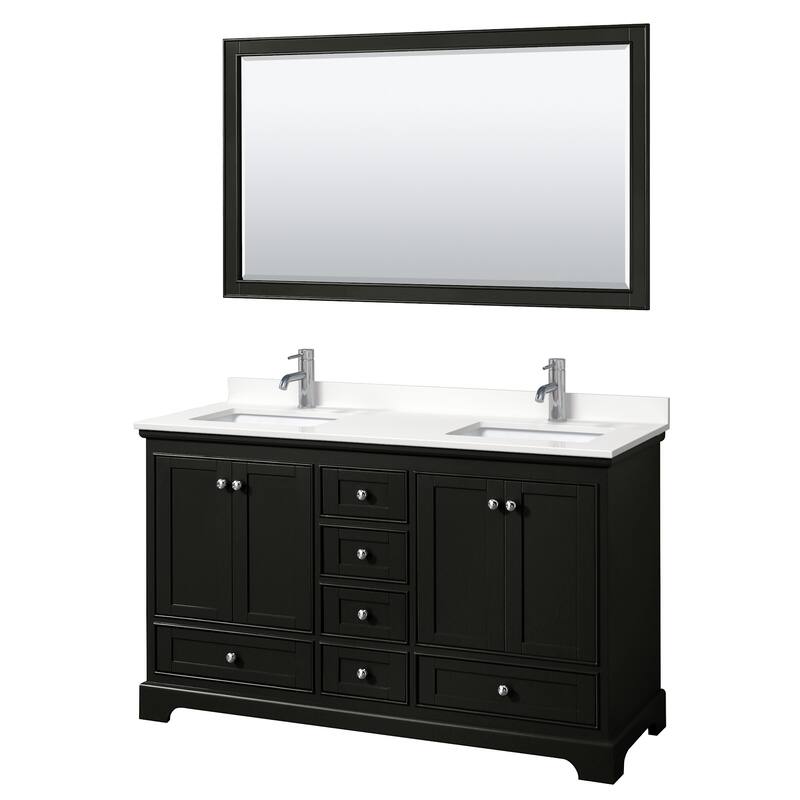 Wyndham Collection WCS202060D-QTZ-UNSM58 Deborah 60" Free Standing - Dark Espresso / White Quartz Top / Polished Chrome