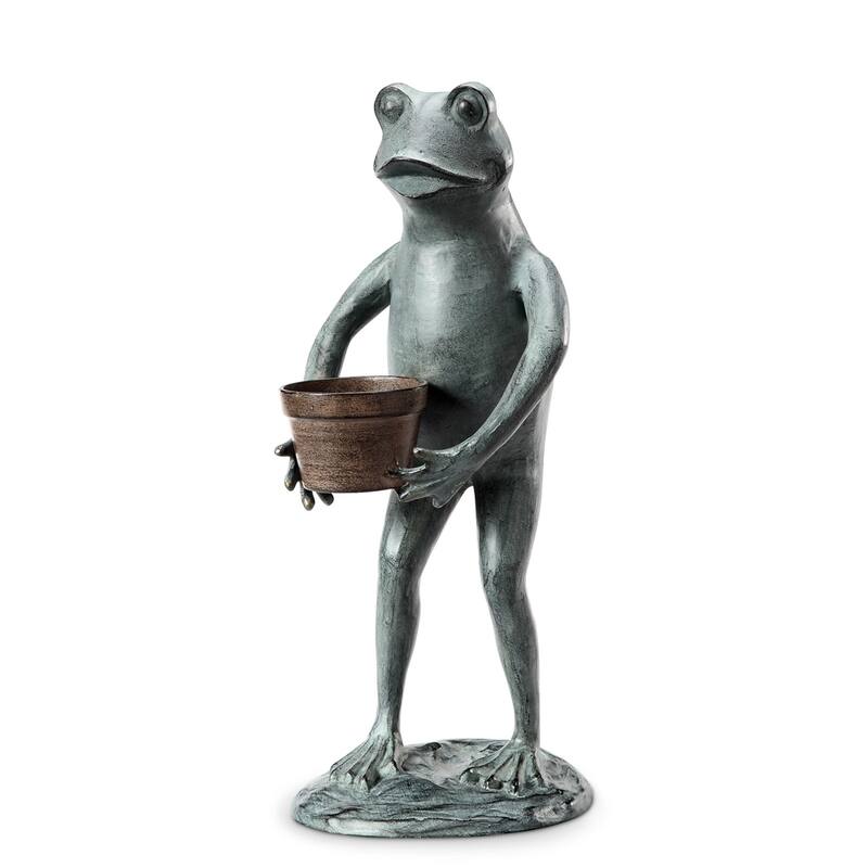 Spi Aluminum Helpful Garden Frog Planter Holder - 19.5 X 10 X 8 inches