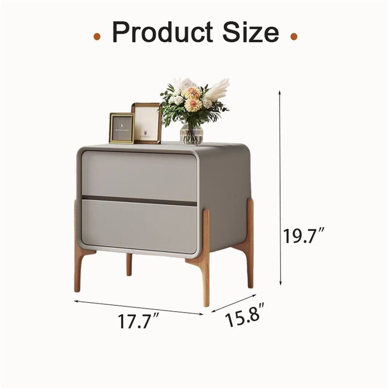 Light Grey Nightstand with Two Drawers