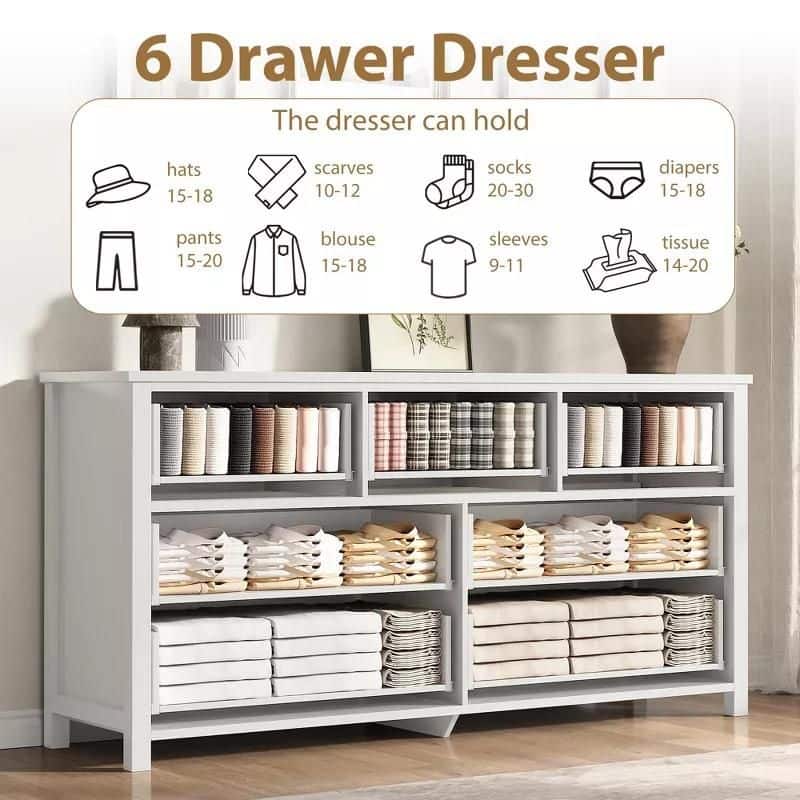 3/6/7 Drawer Tall Dresser for Bedroom, Modern Freestanding Wood Storage Chest of Drawers