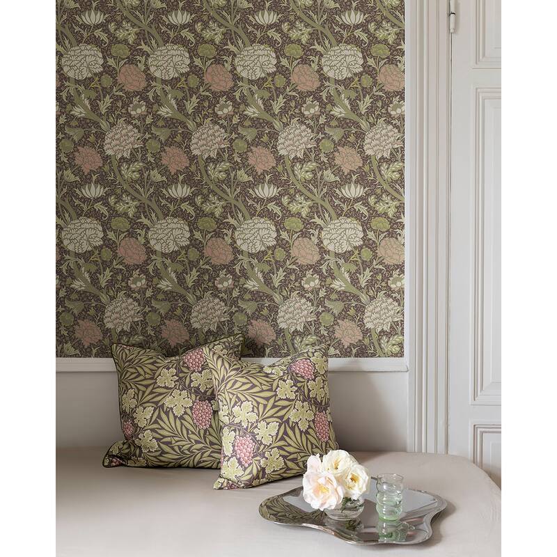A-Street Prints Cray Plum Floral Trail Wallpaper