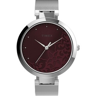 Timex Women's Fashion Stretch Bangle Floral 25mm Watch - Silver 