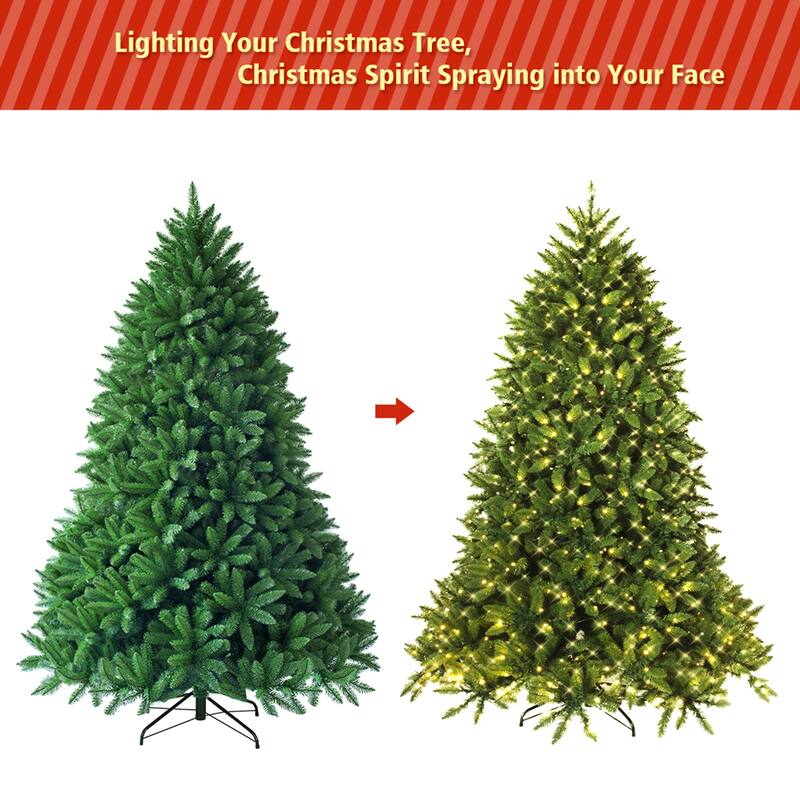 Gymax 5Ft Pre-lit Christmas Tree Hinged Fir Tree w/ 8 Flash Modes LED - See Details