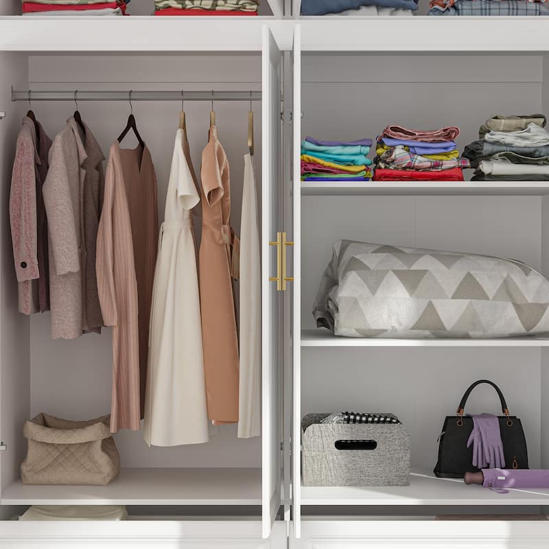Armoires Wardrobes Shelves Door Bedroom Storage Closet(93.9"/74.2"H)