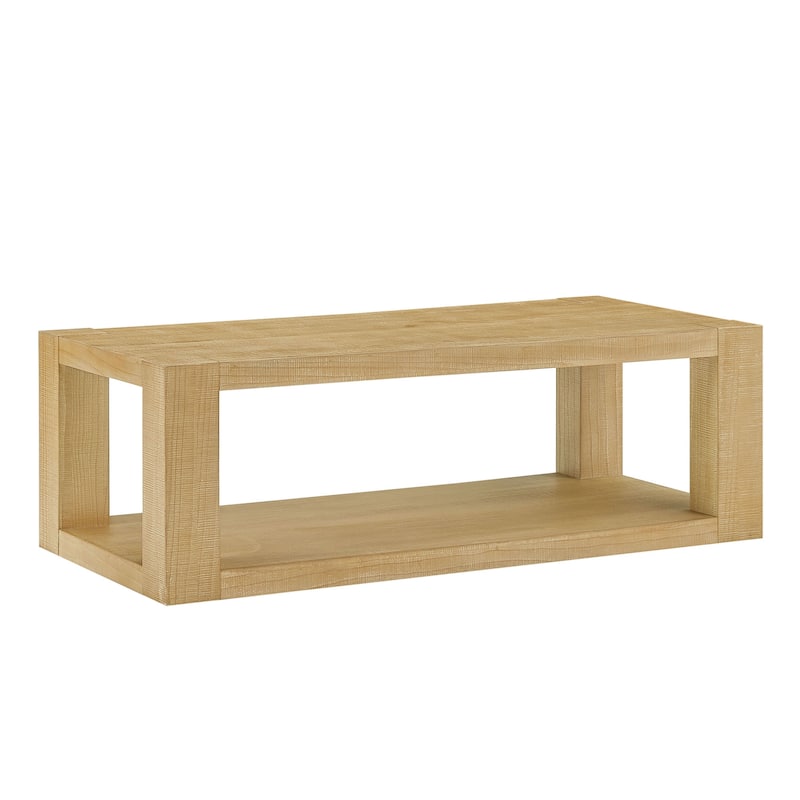 Modern Design 48 Inch Rectangular Coffee Table, 2-Tier MDF Rectangle Coffee Table for Living Room, Office