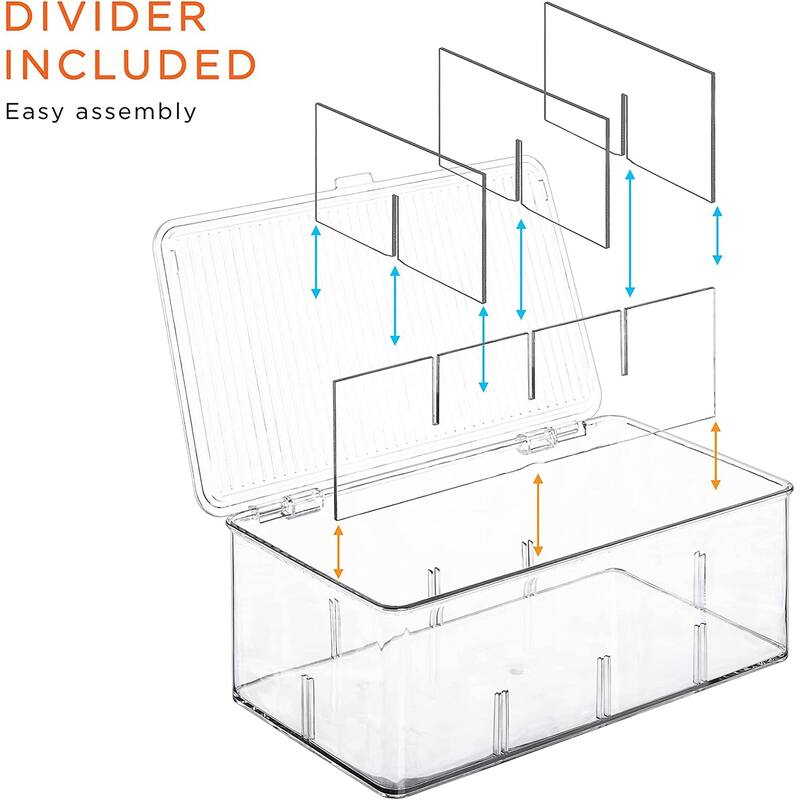 Sorbus Organizer Bins, with lids & Removable Compartments, Kitchen Pantry Organization Storage bins with Dividers