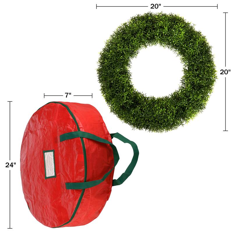 Artificial Boxwood Wreath and Storage Bag Set by Pure Garden