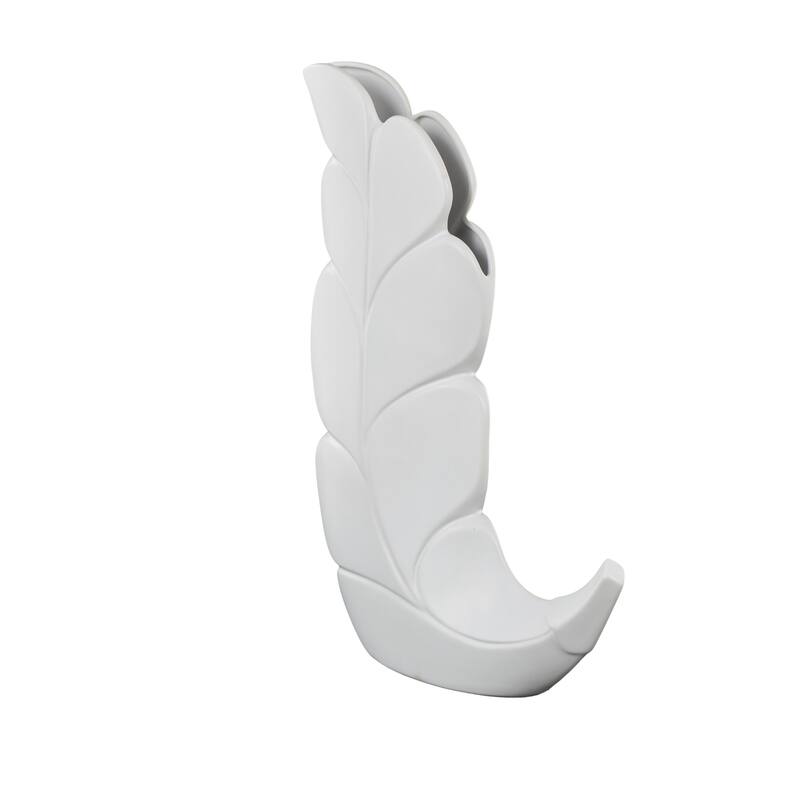 Black or White Ceramic Slanted Leaf Decorative Vase