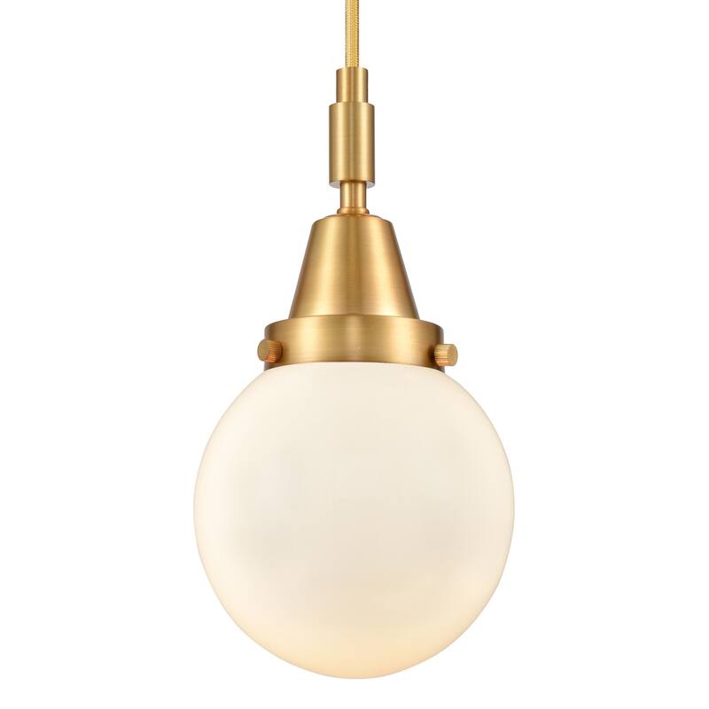 Innovations Lighting 447-1P-G201-6 Beacon 6" Wide Mini Pendant with - Satin Gold
