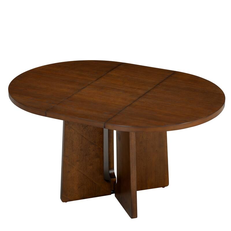 Round Dining Table Set for 4 with Extendable Top and Comfortable Upholstered Chairs for Family Meals