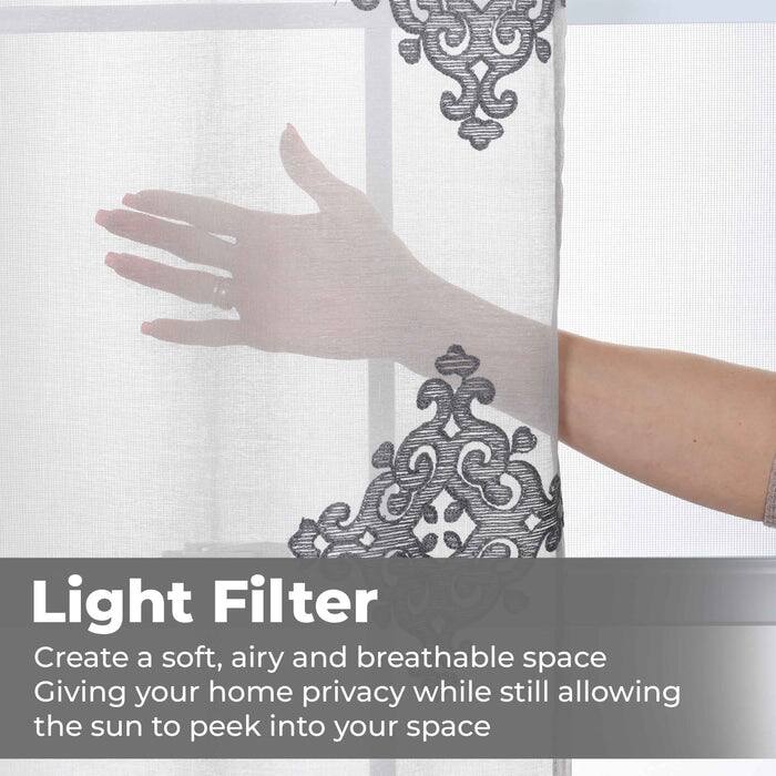 Superior Damask Grommet Sheer Window Curtain Panels (Set of 2)
