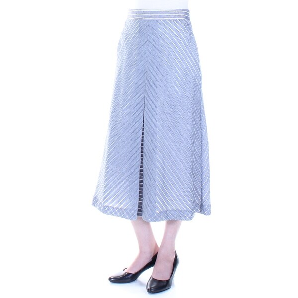 RACHEL ROY Womens Blue Textured Striped Tea Length Paneled Skirt Size: 2